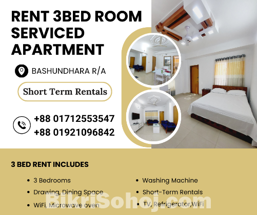 Furnished 3BHK Serviced Apartment RENT in Bashundhara R/A